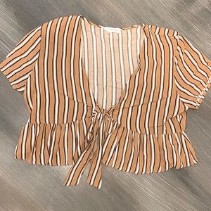 Tie-Front Striped Crop Top